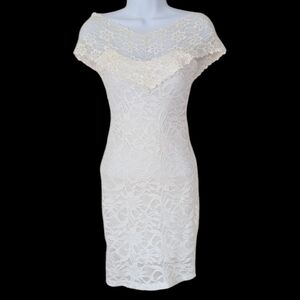 Pauln KC White Lace Off Shoulder Mini Dress Size Extra Small